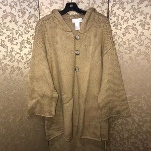 Soft Surroundings Brown Hoodie Hooded Cardigan Sweater Coat Size Large L